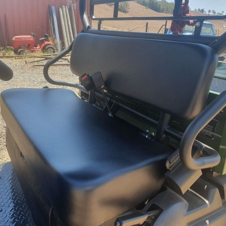 Durable canvas seat cover for KAF400D, KAF400B, and KAF400A Mule models offering full protection.