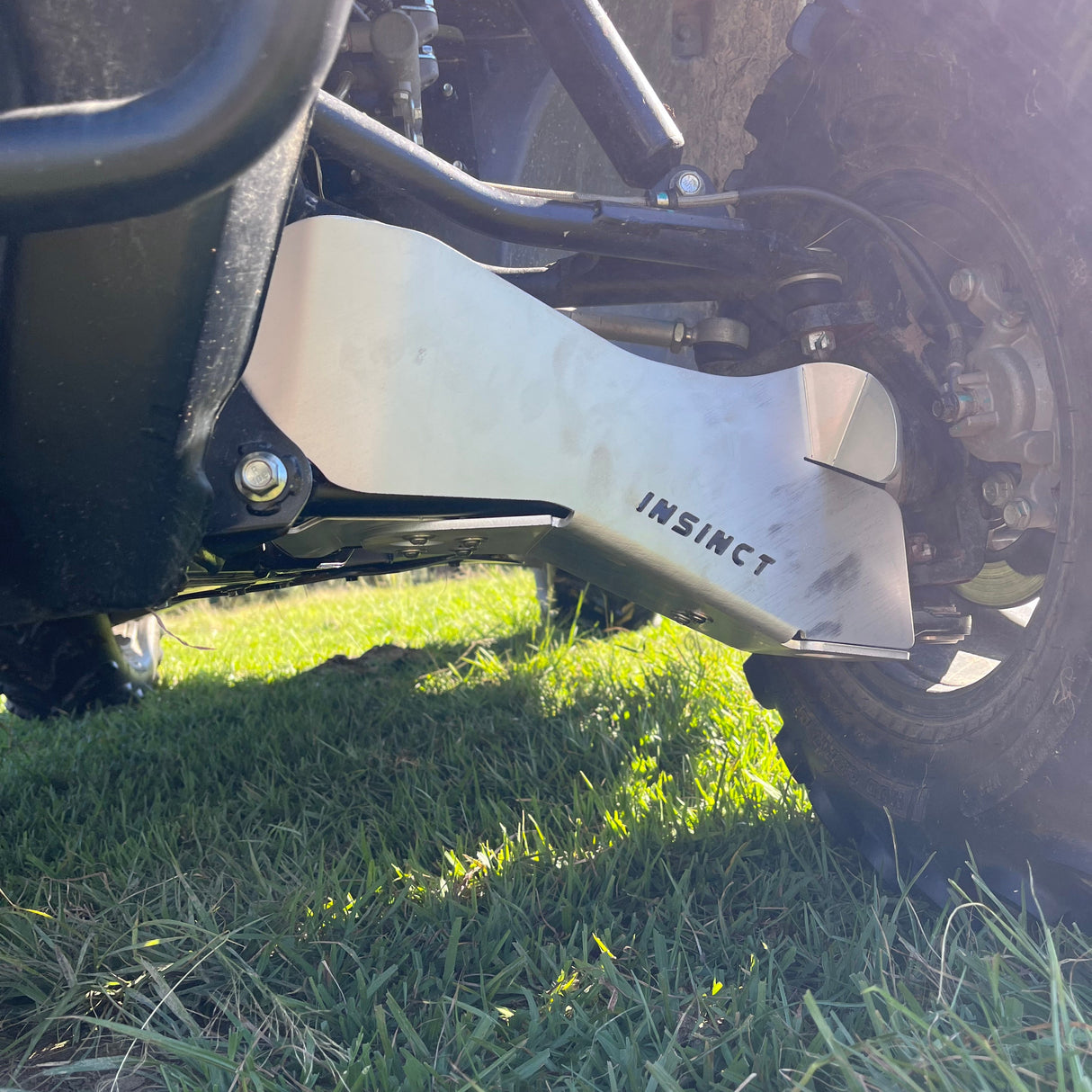 Detailed close-up of 5mm aluminium CV protection plate