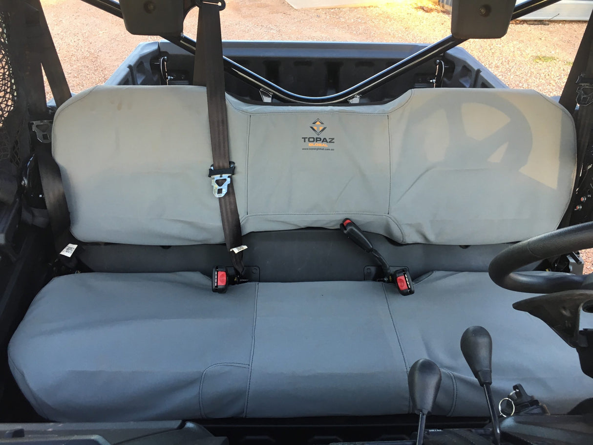 Canvas seat and backrest cover kit in charcoal, designed for Honda Pioneer 1000‑3 and 1000‑5 models from 2016 to current