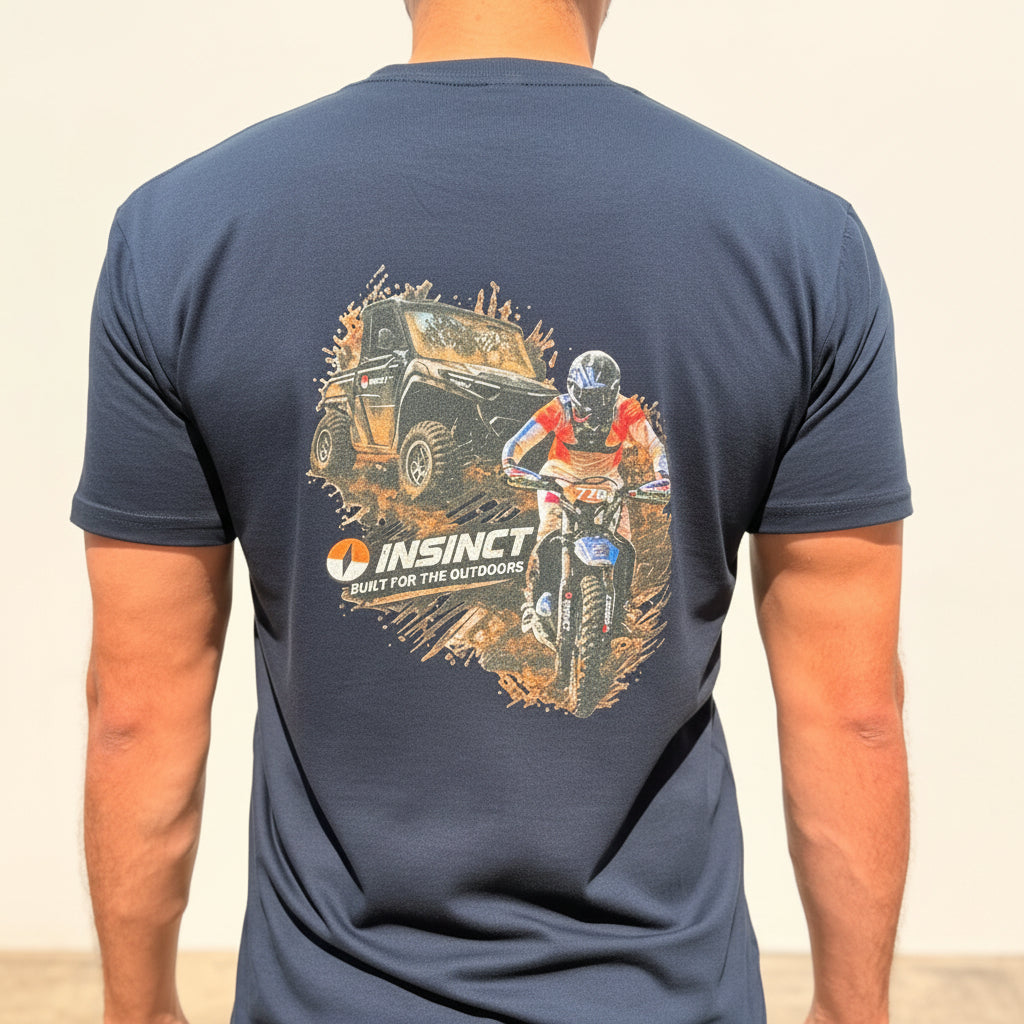 InSinct Built for the Outdoors t-shirt with UTV and hard enduro back graphic