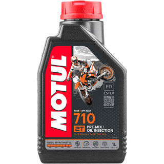 Motul 710 100% Ester Synthetic oil provides optimal performance and protection for high-performance 2-stroke engines, reducing smoke and fouling for smooth operation.