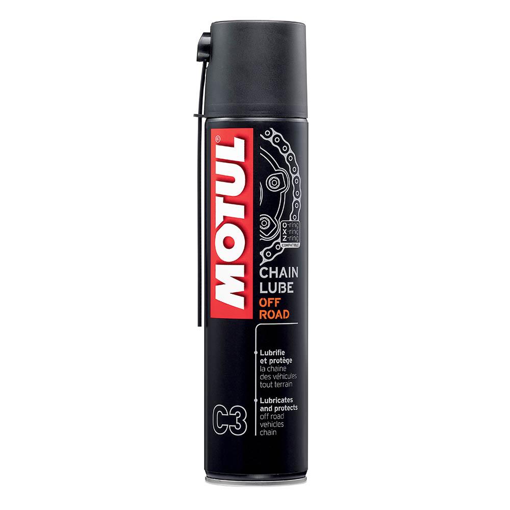 Motul Chain Lube Off Road reduces friction, prevents corrosion, and improves transmission performance for off-road motorcycles and quadbikes. Fluorescent yellow for easy application.