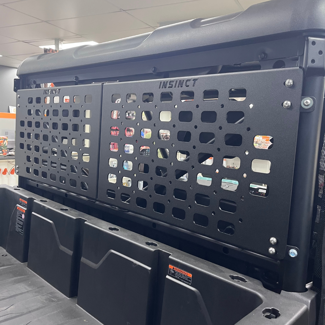 MOLLE gear panel fitted to rear of U10 Pro Highlander without interfering with tipping tray