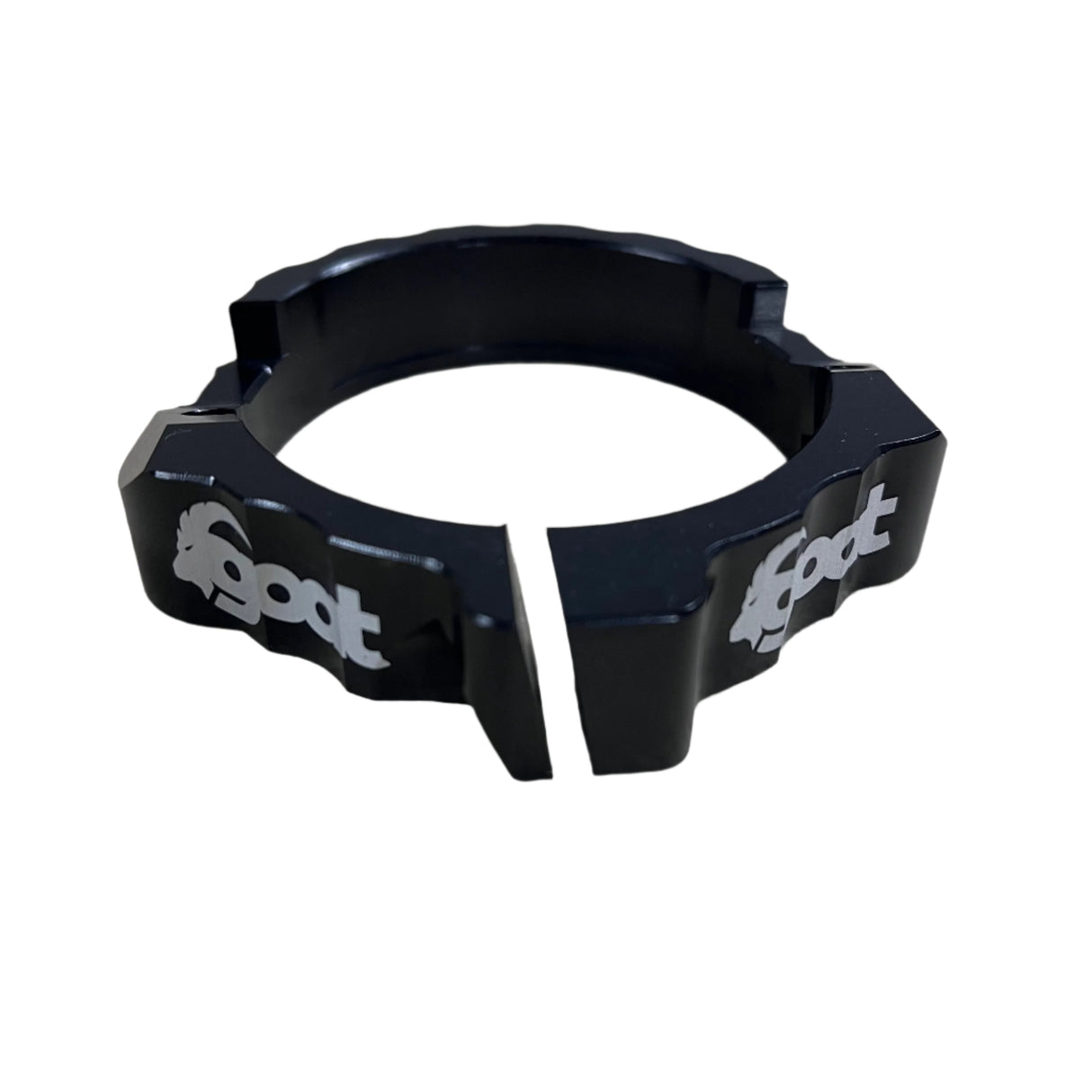 Side profile of the KTM and Husqvarna exhaust flange guard, highlighting its compact and durable construction.