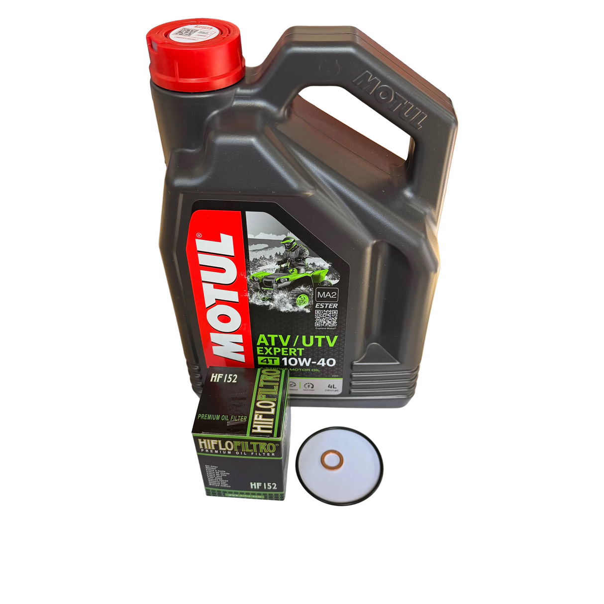 CFMoto basic service kit with Motul UTV Expert 10W-40 oil, oil filter, sump washer and O-ring for CForce, UForce and ZForce models.