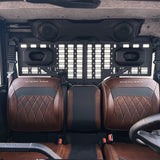 Premium rear MOLLE panel setup for the CFMoto U10 Pro featuring practical storage solutions for off-road, farming and touring applications.