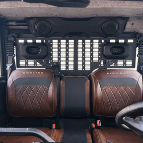Premium rear MOLLE panel setup for the CFMoto U10 Pro featuring practical storage solutions for off-road, farming and touring applications.