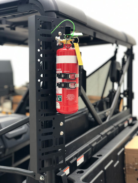 Example of fire extiguisher fitted to CFMoto UForce 1000 with InSinct's side molle panel 