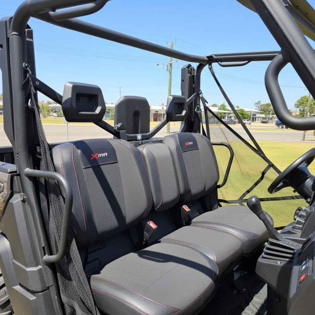Close up of seats on Can-am Defender HD11 XT and XM-R