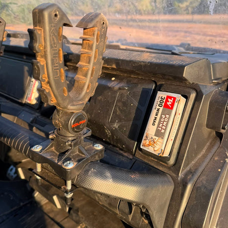 Deep Can-Am Defender HD11 storage pocket holding an ammo box and everyday gear.