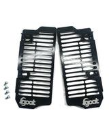 GOAT UniBody black aluminium radiator guards for Beta RR 2024 onwards, featuring CNC-machined construction, ventilated design and mounting hardware.