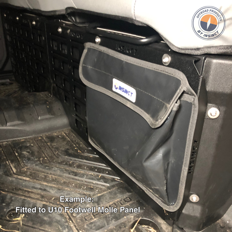 Heavy duty off-road storage pouch with MOLLE mounting straps and reinforced construction