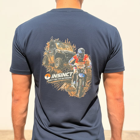 InSinct Built for the Outdoors t-shirt with UTV and hard enduro back graphic