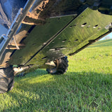 Full underbody view showing complete coverage of the InSinct 5mm aluminium skid plate fitted to a CFMoto UForce 600.