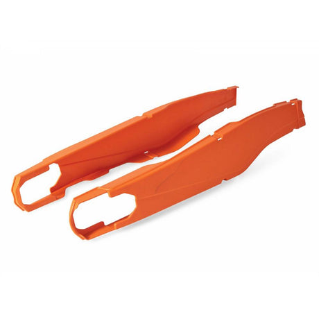 Close-up of KTM swingarm protector material 