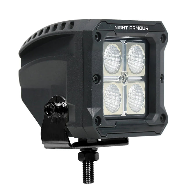 Night Armour Spotter 40W cube flood work light with mounting bracket and interchangeable covers