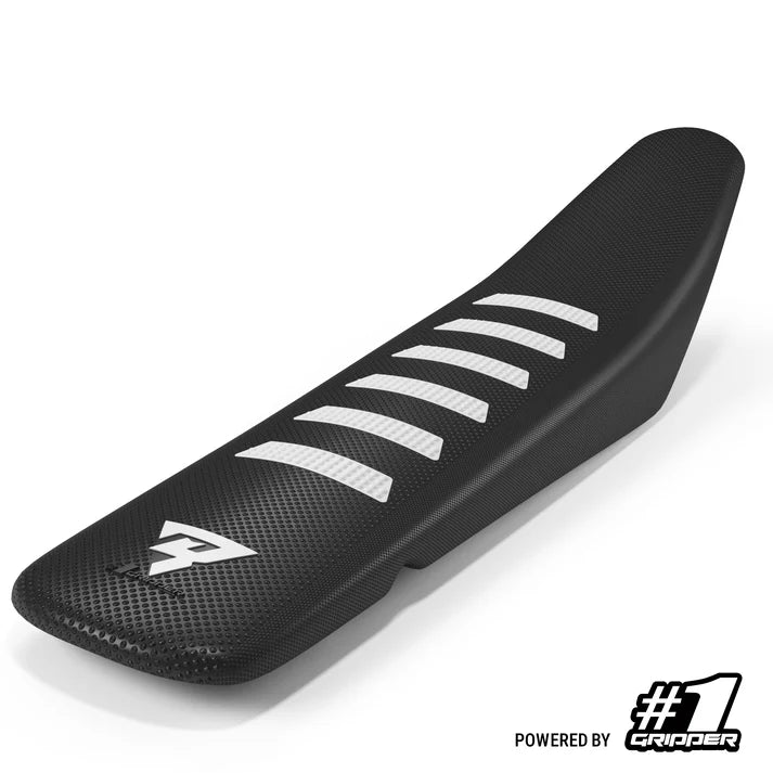 ONEGRIPPER RIBBED MR74 black and white gripper seat cover for Enduro and Motocross bikes