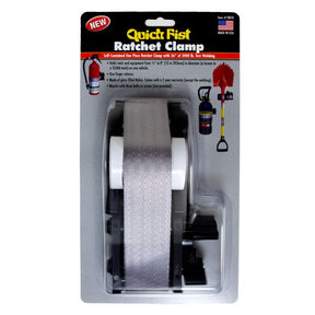 Quick Fist Ratchet Clamp with heavy-duty 36 inch ratchet strap for mounting large tools and equipment.