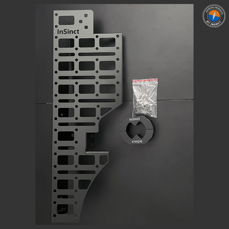Side view of the MOLLE panel fitted to the drivers side roll cage of a CFMoto UForce 600.