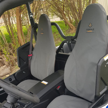 Yamaha Wolverine XT-R X2 front seat with fitted canvas seat cover in Charcoal color