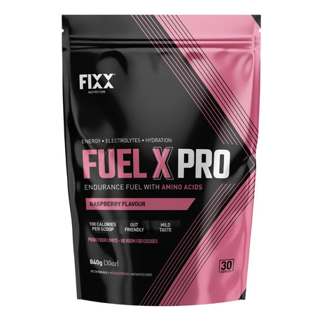 FIXX Fuel X PRO Raspberry endurance fuel and electrolyte drink 30 scoop bag